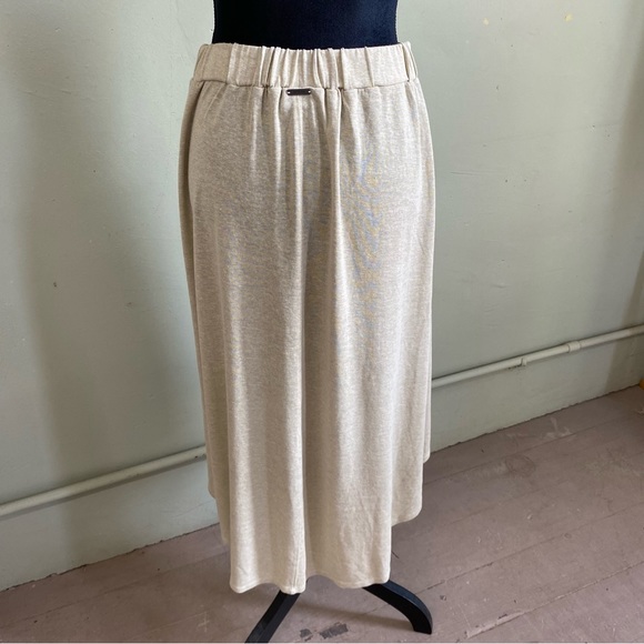 Prana Tidal Wave skirt / pull-on high-low mock wrap skirt / sandwashed beige - Picture 6 of 13
